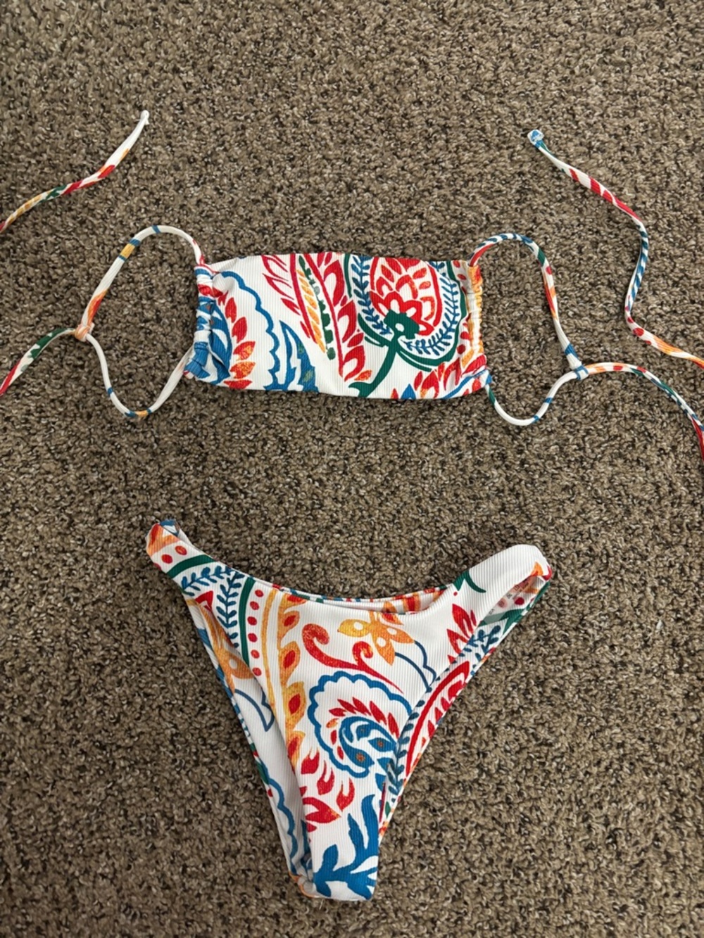 SHEIN White Multicolor Floral Swim Suit